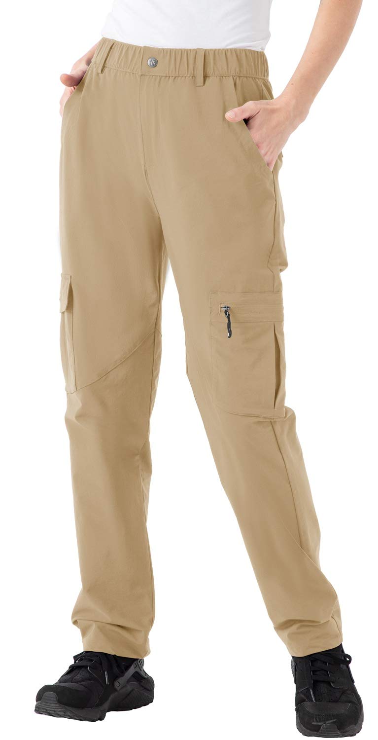 Rdruko Women's Waterproof Hiking Pants Quick Dry Stretch Lightweight Outdoor UPF 50+ Fishing Travel Camping Pants Khaki X-Small - Image 1